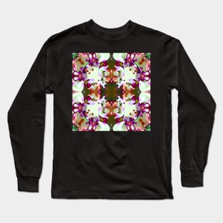 Trippy Orchid Kaleidoscope Design Long Sleeve T-Shirt